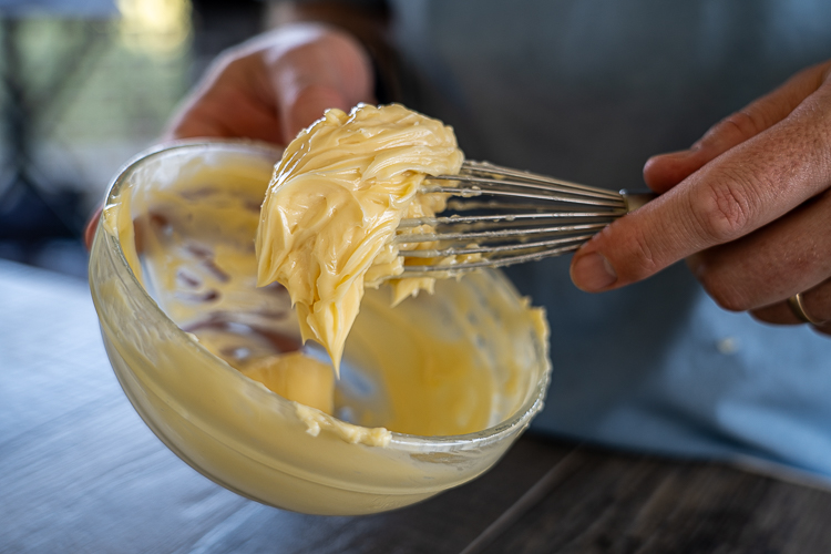 whisked honey and butter with a whisk